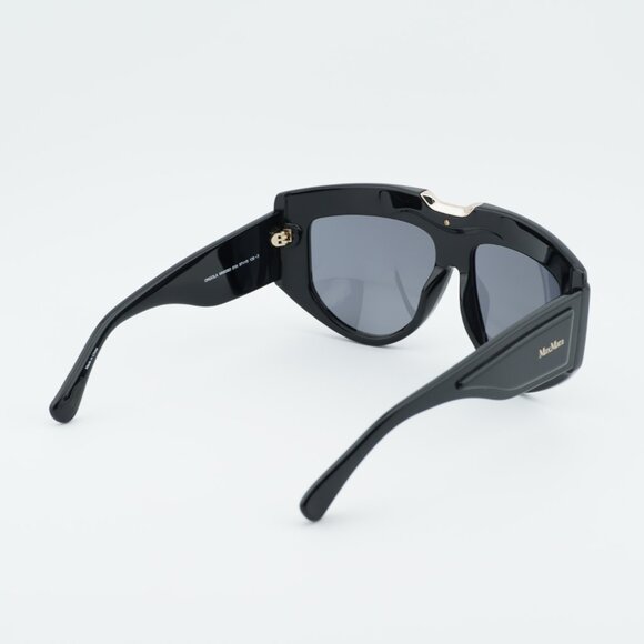 Max Mara ORSOLA MM0083 01A Sunglasses Shiny Black Shield Frame, Smoke Lenses main image 4